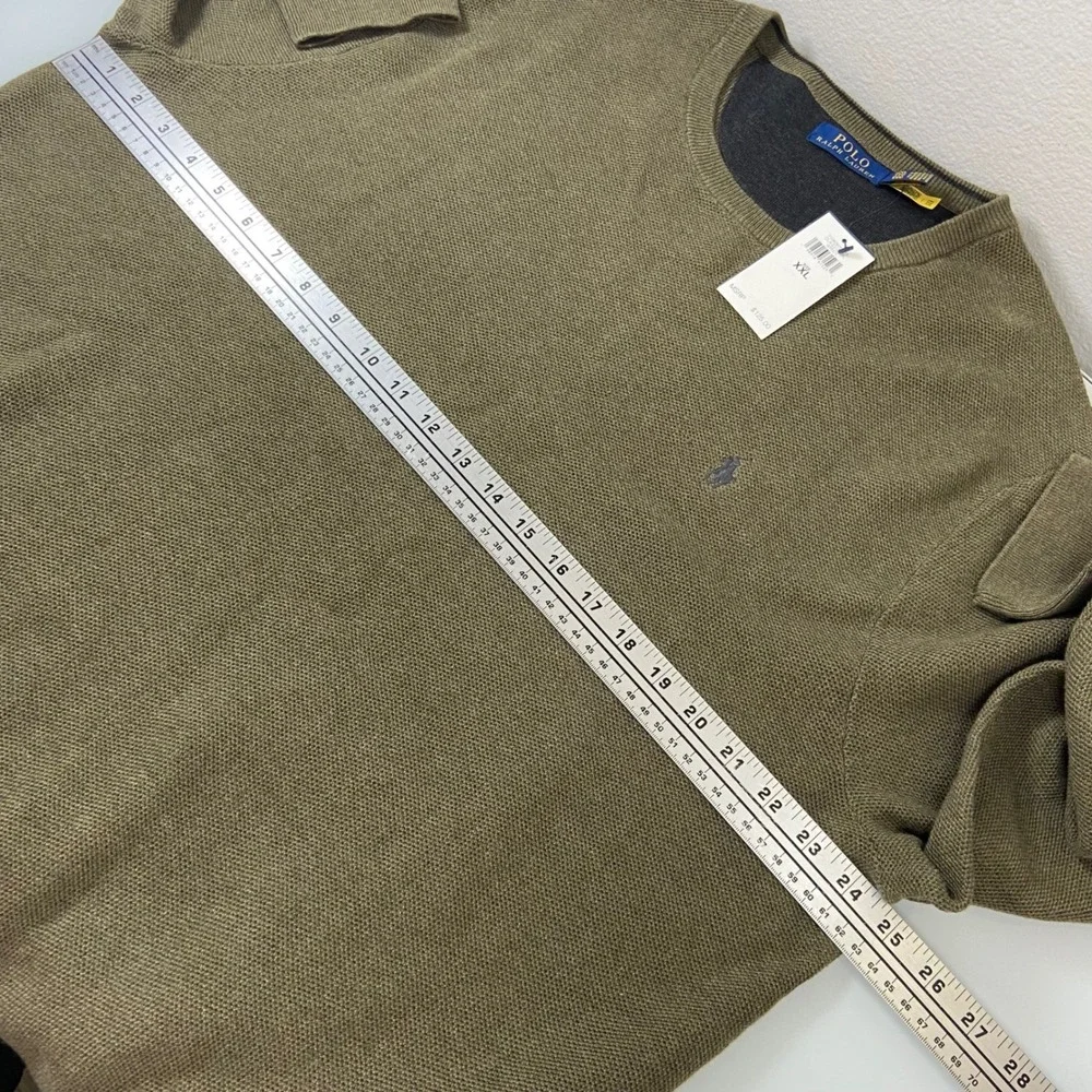 Polo Ralph Lauren Mens XXL Classic Fit Waffle Crewneck Sweater‎ Olive Green NWT